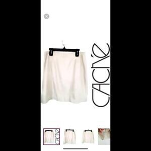 💃🐩Cache Mini Skirt Womens 6 Cream  Back Zip High WaistLength 17.5 Waist 13.5